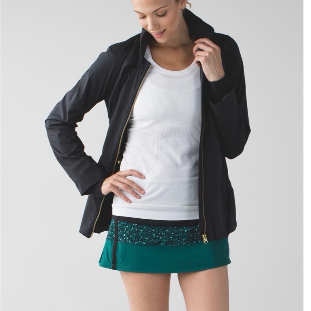 Lululemon Pace Rival Skirt II 4-way Mountain Peaks Black Forage Teal Skort 8 Reg